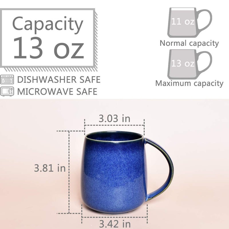 Bosmarlin Ceramic Coffee Mug, Blue Tea Cup for Office and Home, 13 oz, Dishwasher and Microwave Safe, 1 Pack (RoyalBlue(Glossy)) - Image 2